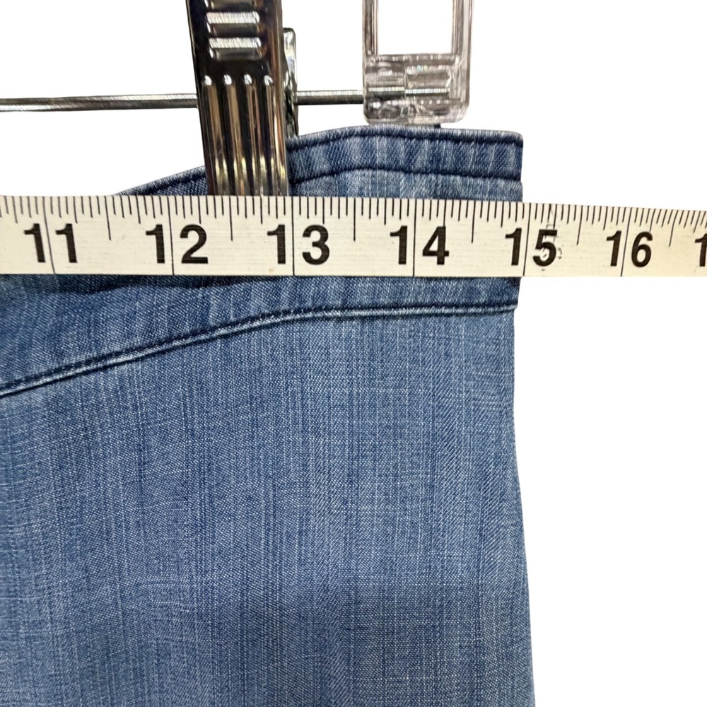 Anthropologie Current Air Chambray Tiered Wide Leg Pant M Blue Flowy Modern Boho - Picture 8 of 16